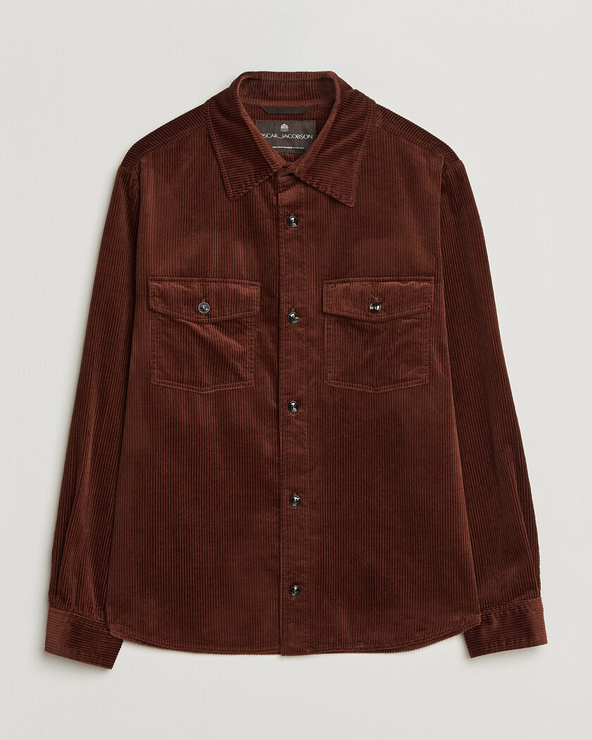 Oscar Jacobson Magnus Cord Shirt Jacket Burgundy – Rojo