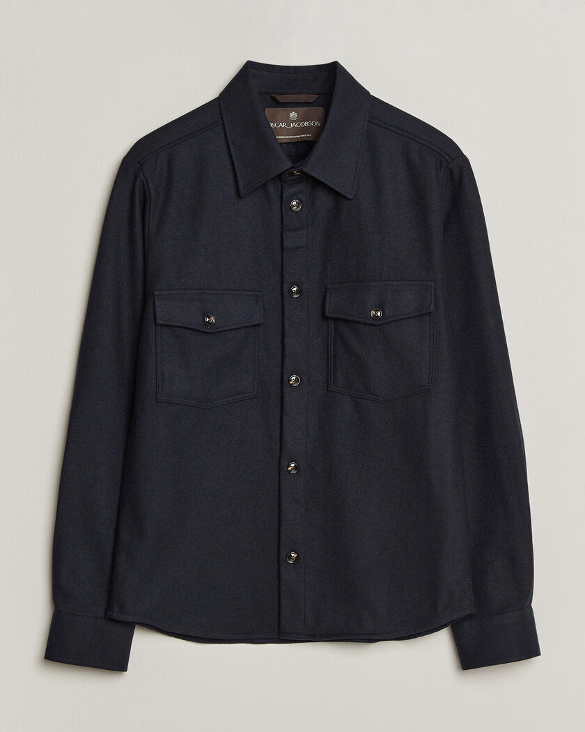 Oscar Jacobson Magnus Wool Shirt Jacket Navy – Azul