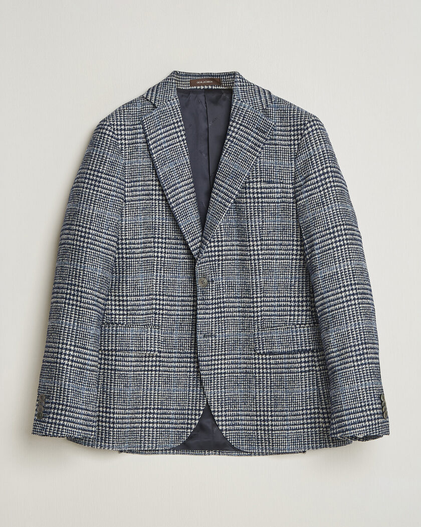 Oscar Jacobson Fogerty Checked Wool/Alpaca Blazer Blue – Azul