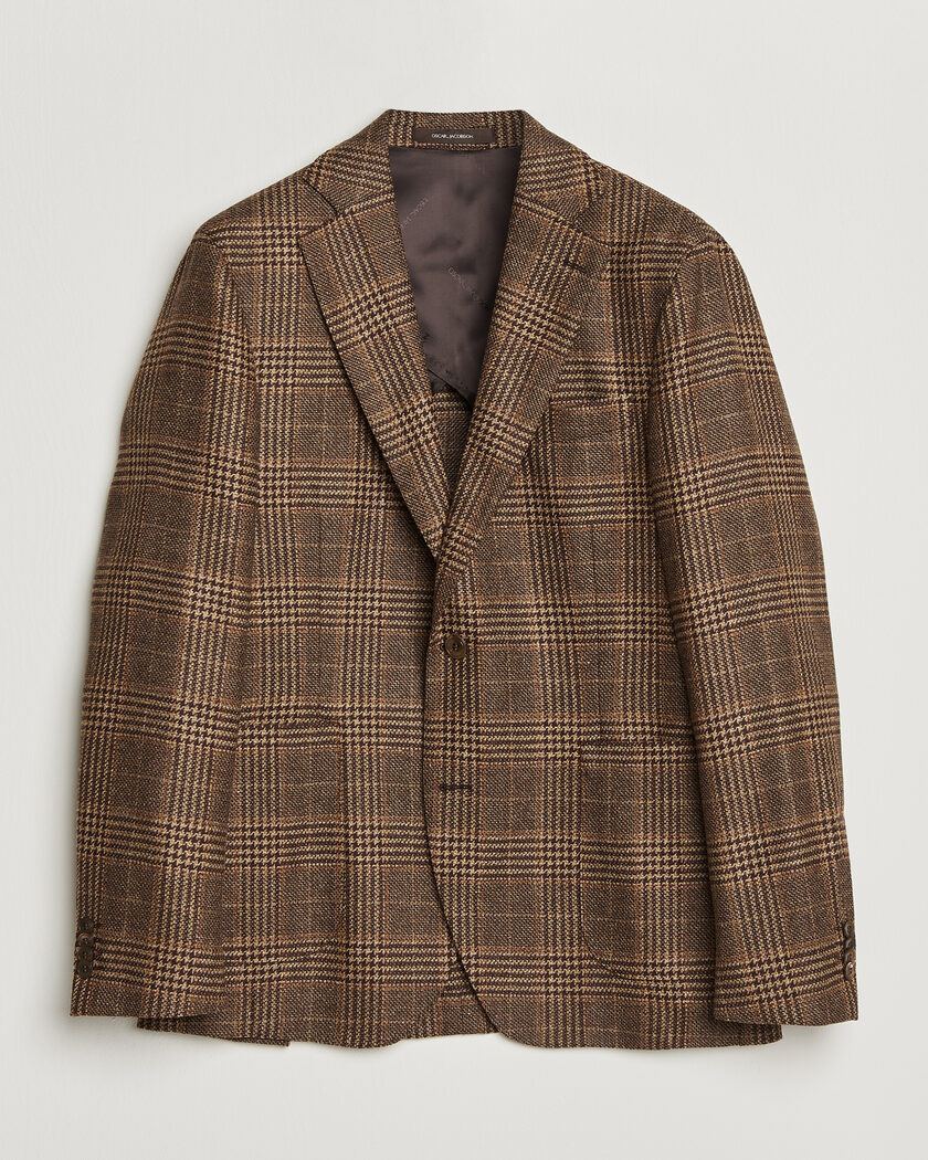 Oscar Jacobson Ferry Patch Checked Wool/Cashmere Blazer Brown – Marrón