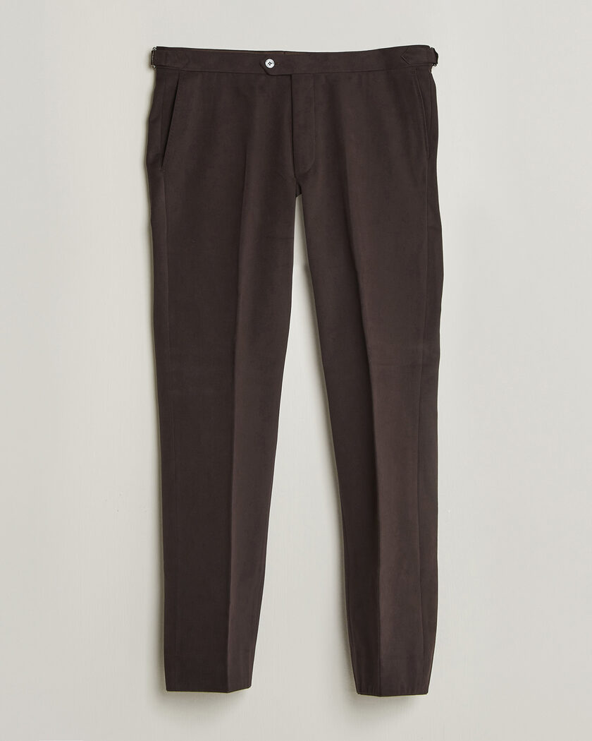 Oscar Jacobson Dandy Brushed Cotton Trousers Brown – Marrón