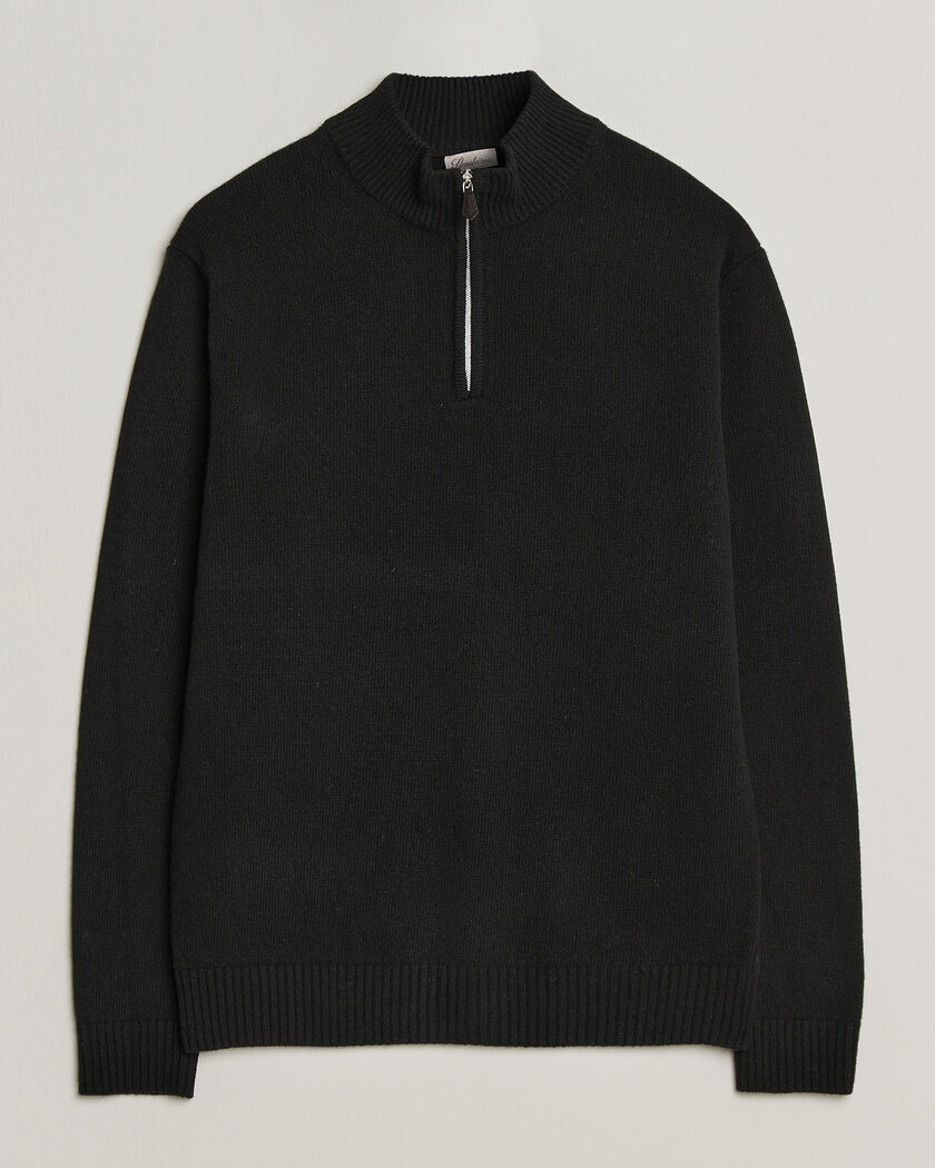 Stenströms Brushed Merino Half-Zip Black – Negro
