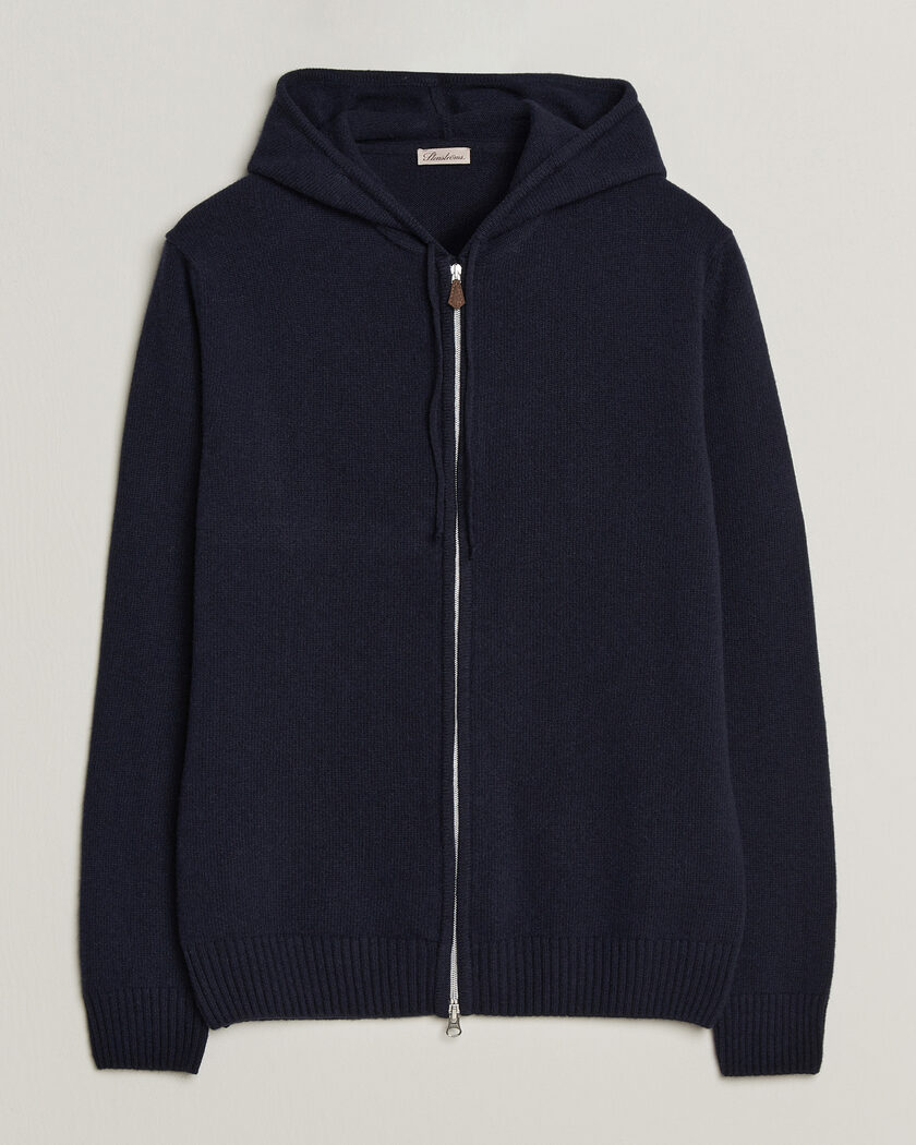 Stenströms Brushed Merino Full-Zip Hood Navy – Azul