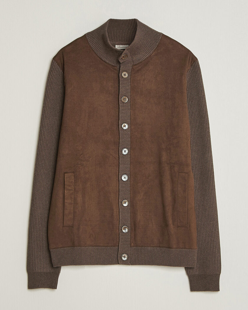  Stenströms Knitted Hybrid Alcantara Jacket Brown – Marrón