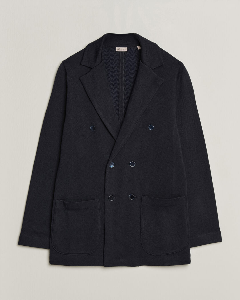 Stenströms Knitted Herringbone DB Wool Blazer Navy – Azul