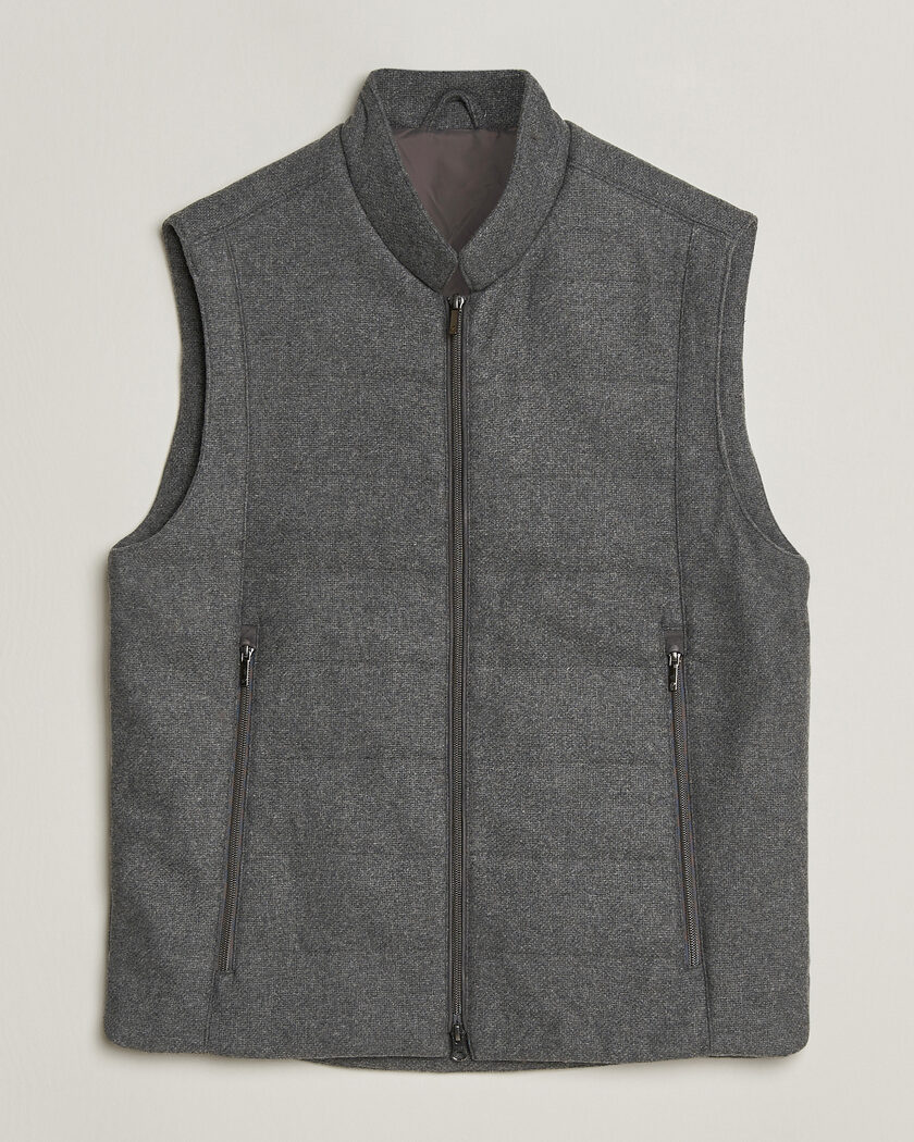 Stenströms Wool Alcantara Detail Light Padded Vest Grey – Gris