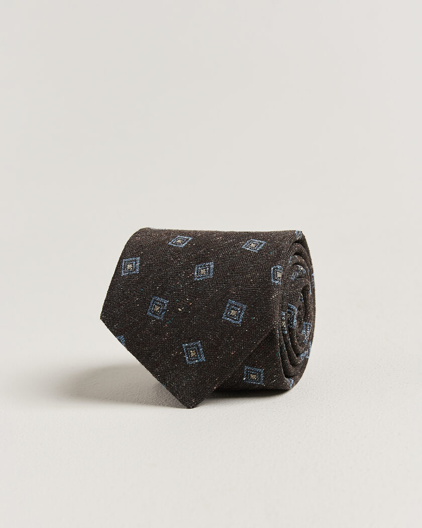 Stenströms Woven Herringbone Silk Tie 7,5cm Dark Brown – Marrón