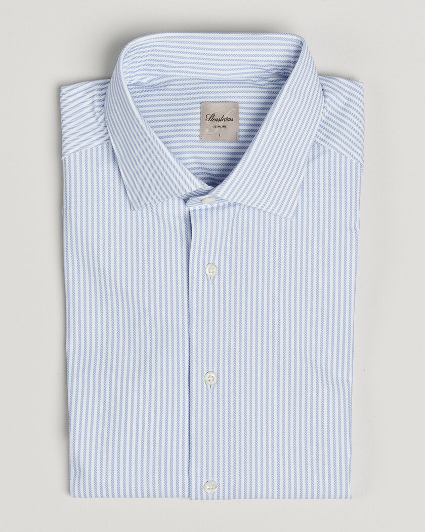 Stenströms Slimline Active Stretch Striped Shirt Light Blue – Azul