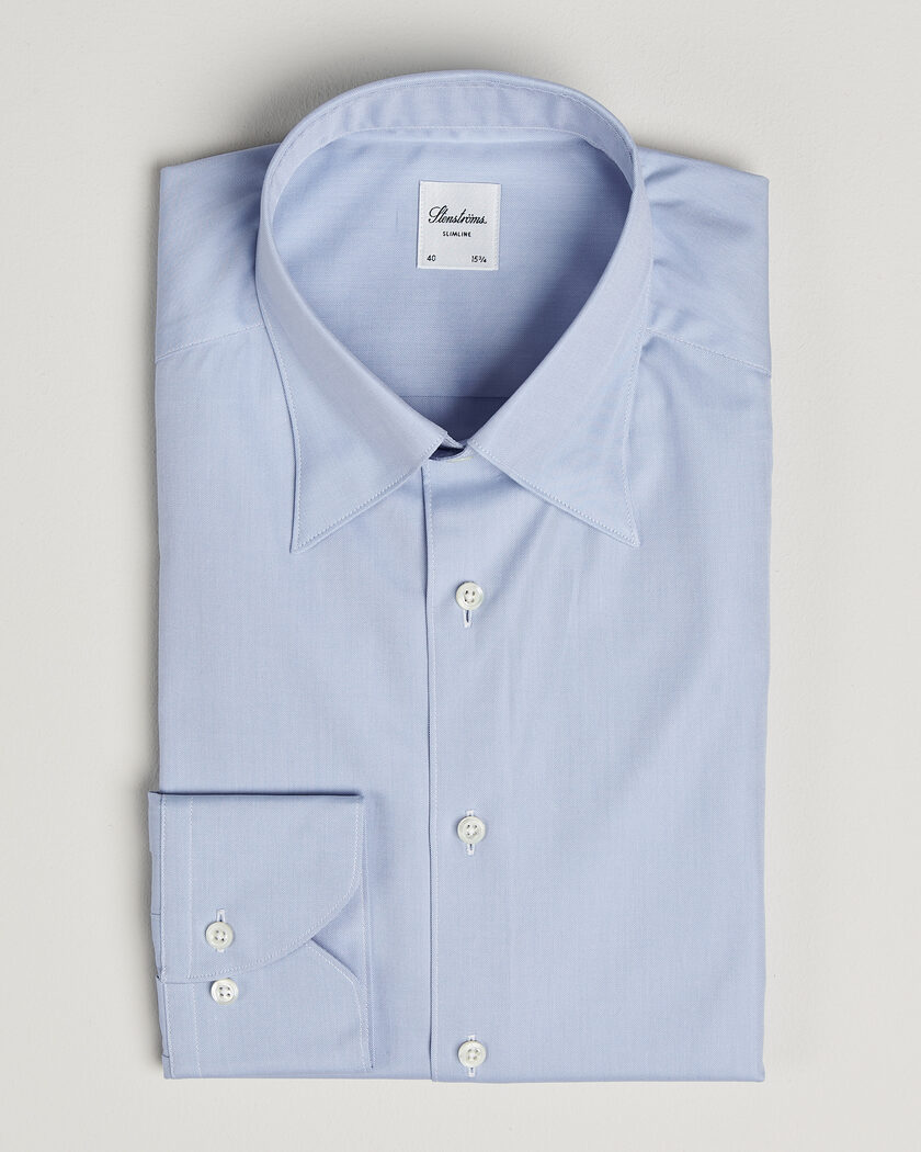 Stenströms Slimline Twofold Cotton Button Under Shirt Blue – Azul
