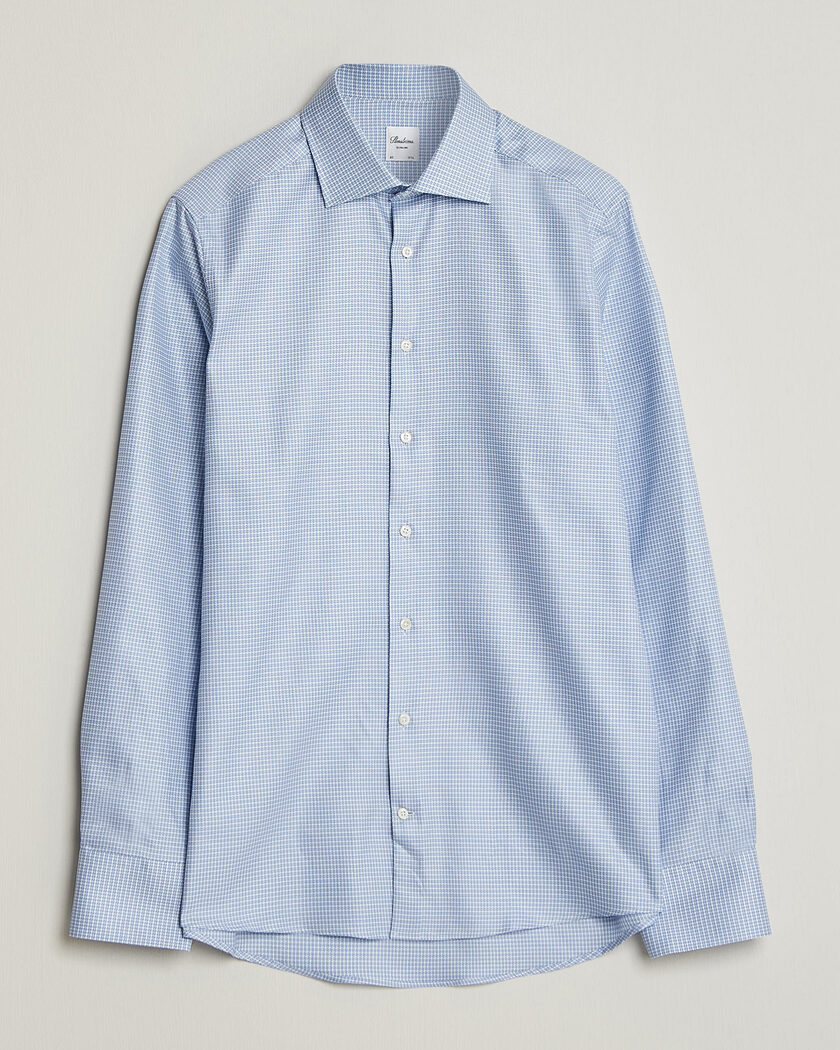 Stenströms Slimline Twofold Houndstooth Shirt Blue – Azul