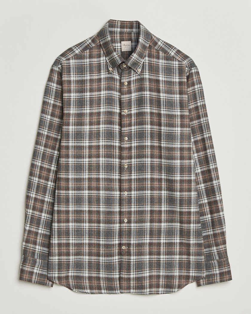 Stenströms Regular Fit Check Cut Away Flannel Shirt Brown – Marrón