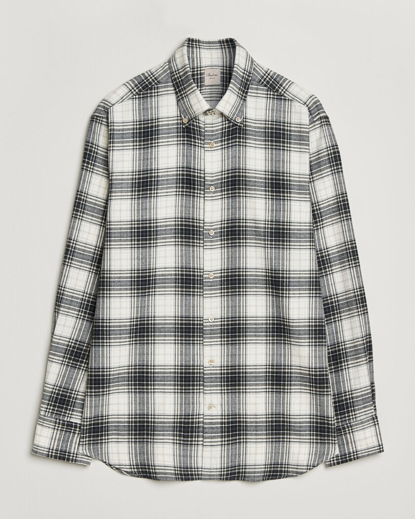 Stenströms Regular Fit Check Button Down Flannel Shirt Grey – Gris