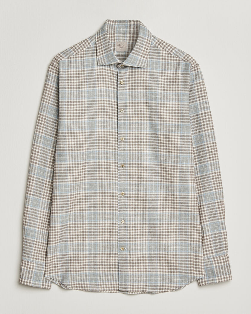 Stenströms Regular Fit Overcheck Flannel Shirt Light Brown – Marrón