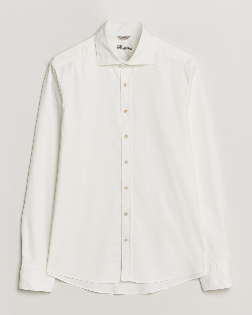 Stenströms Slimline Garment Washed Shirt Off White Denim – Blanco