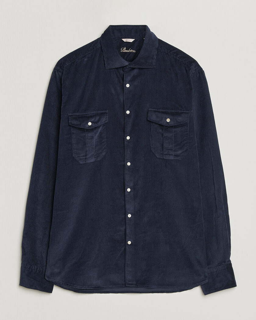 Stenströms Regular Fit Cord Pocket Shirt Navy – Azul