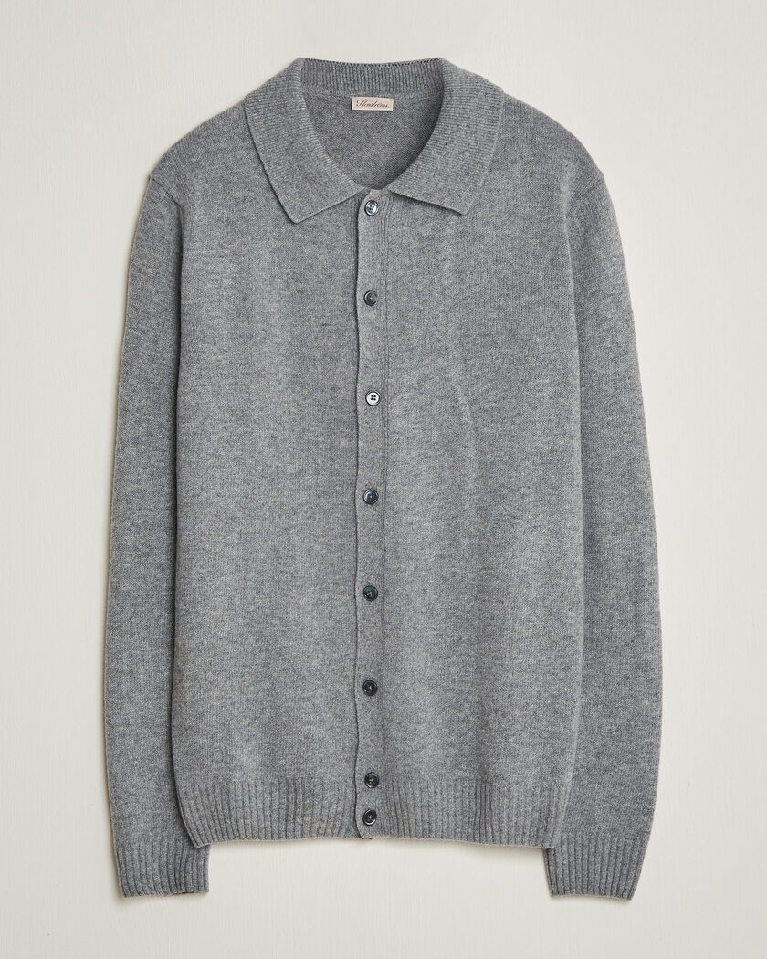 Stenströms Brushed Merino Polo Cardigan Grey – Gris