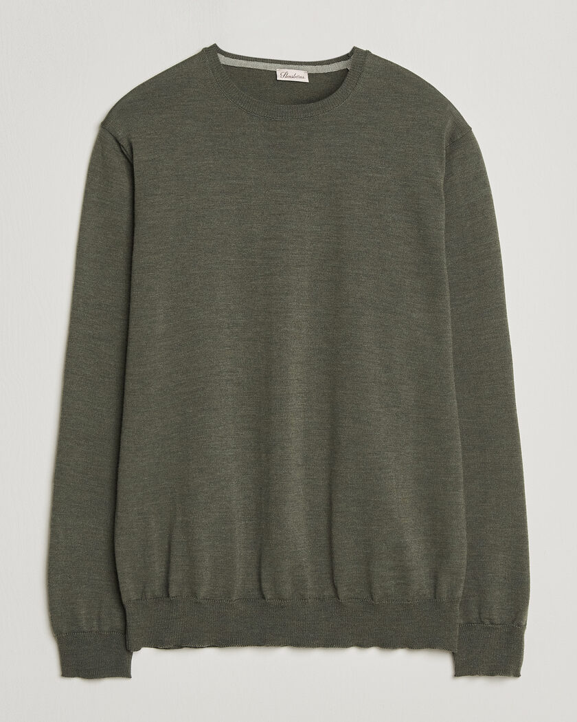 Stenströms Merino Patch Crew Neck Dark Green – Verde