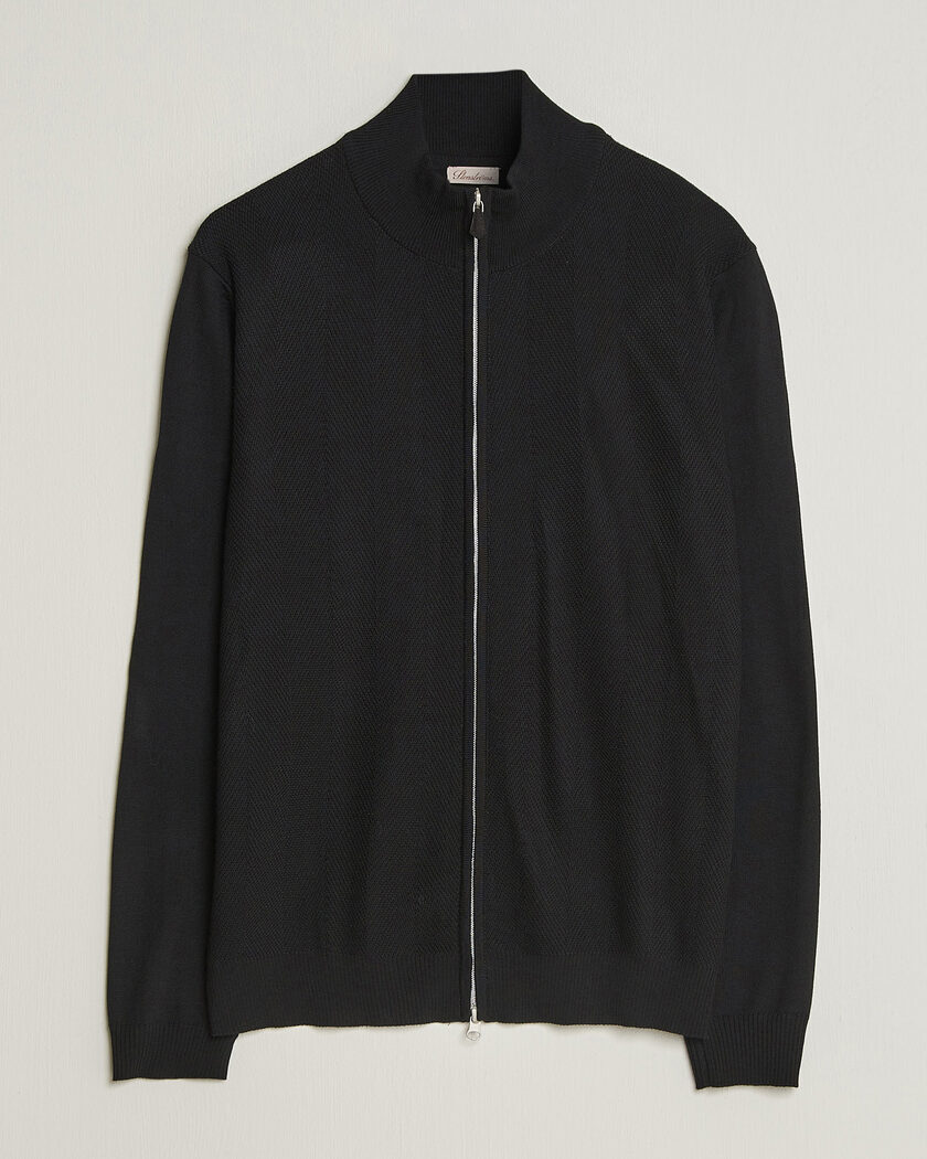 Stenströms Merino Herringbone Full Zip Black – Negro