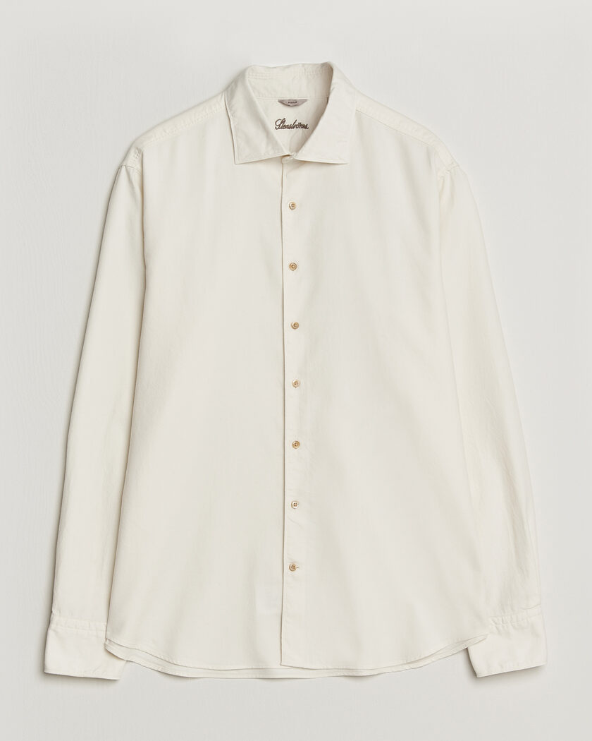 Stenströms Regular Fit Cut Away Flannel Shirt Off White – Blanco