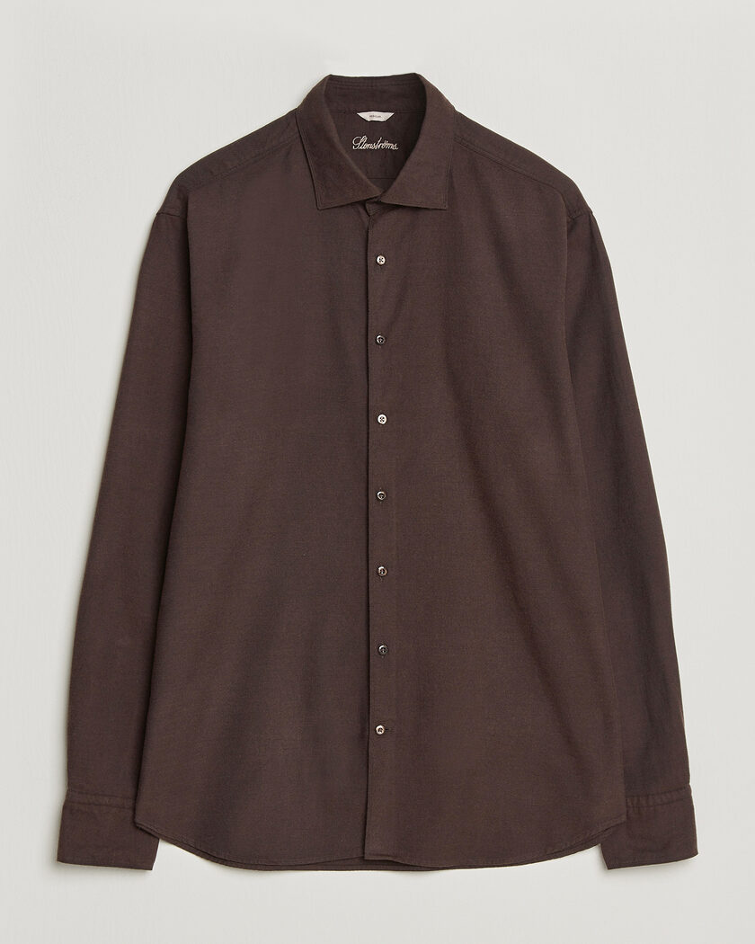 Stenströms Regular Fit Cut Away Flannel Shirt Brown – Marrón