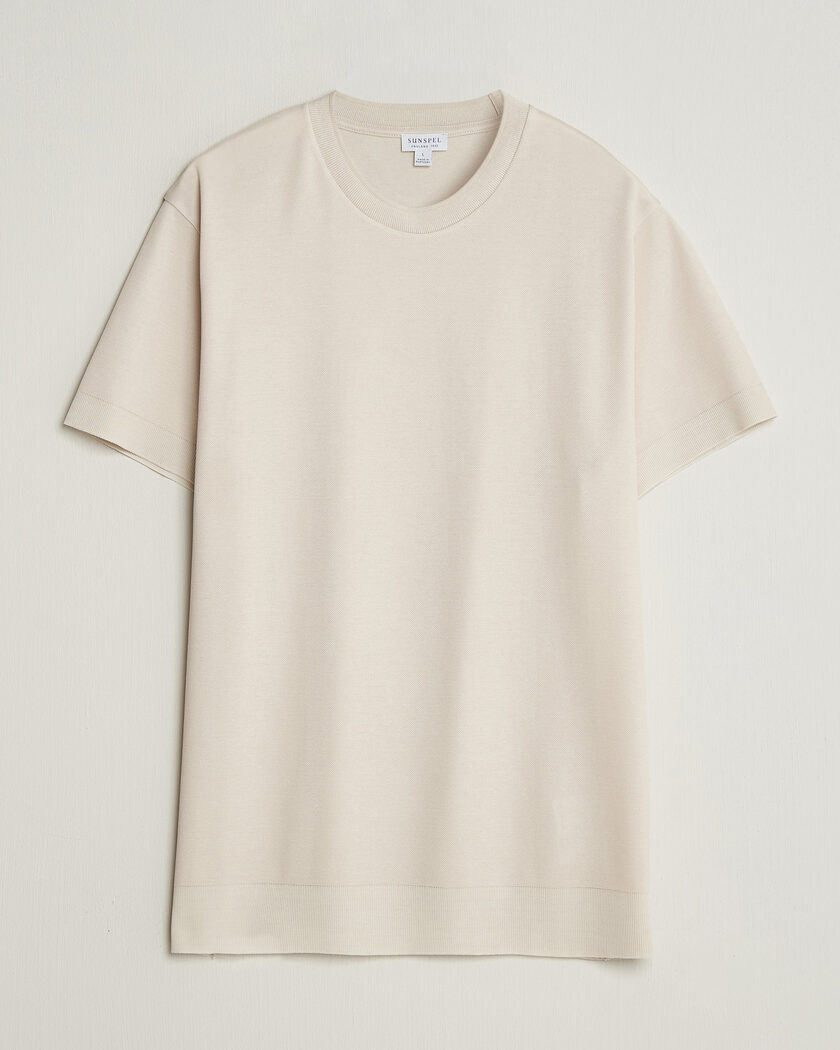 Sunspel Cotton Piquet T-Shirt Swansdown – Blanco