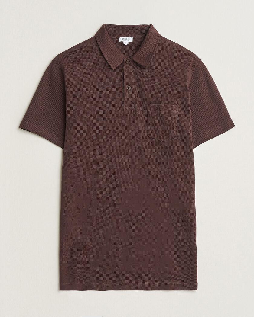 Sunspel Riviera Polo Shirt Dark Brown – Marrón