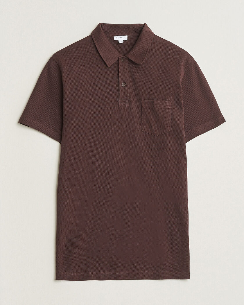 Sunspel Riviera Polo Shirt Dark Brown – Marrón