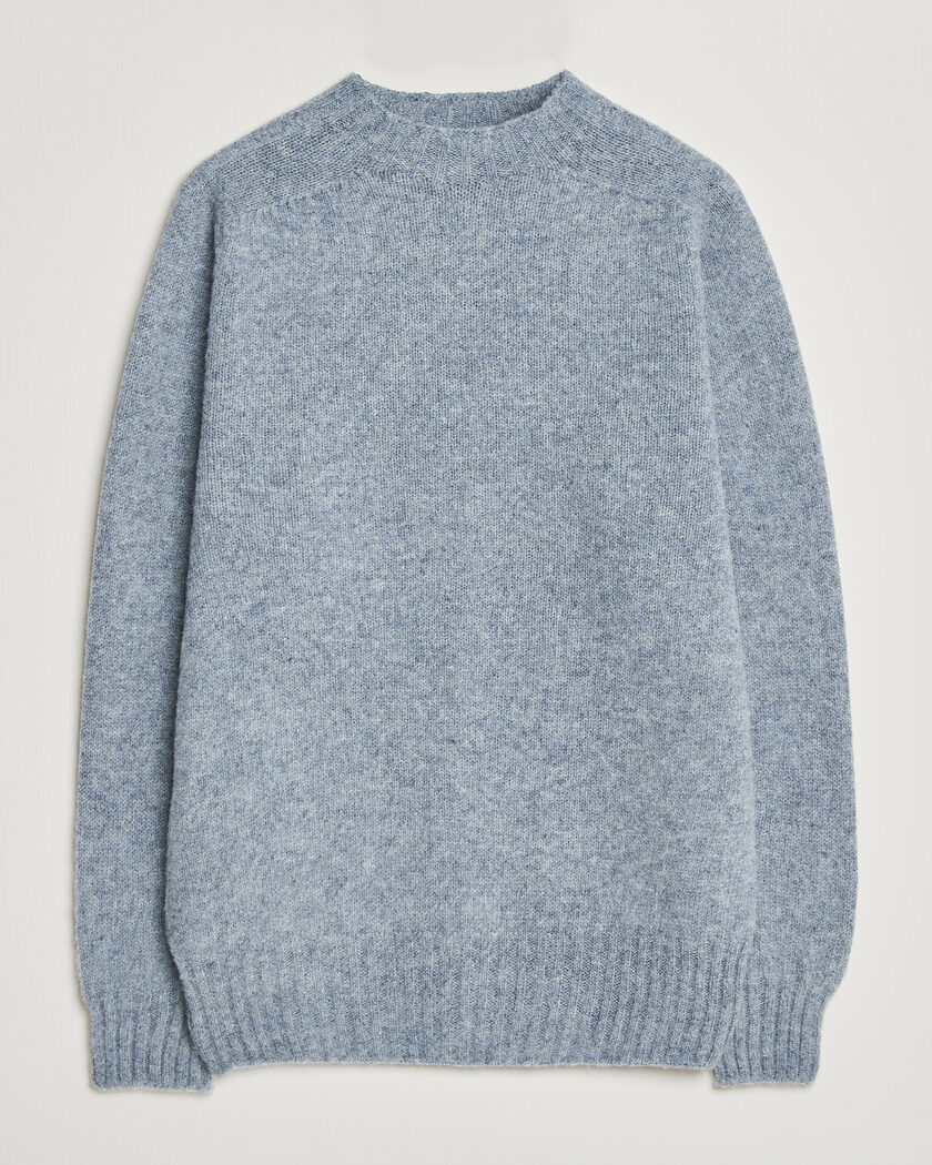 Sunspel Brushed Shetland Crew Neck Powder Blue – Azul