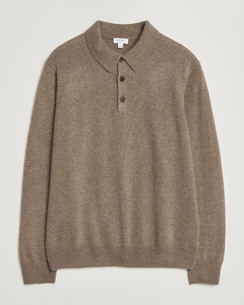 Sunspel Cashmere Polo Taupe – Marrón