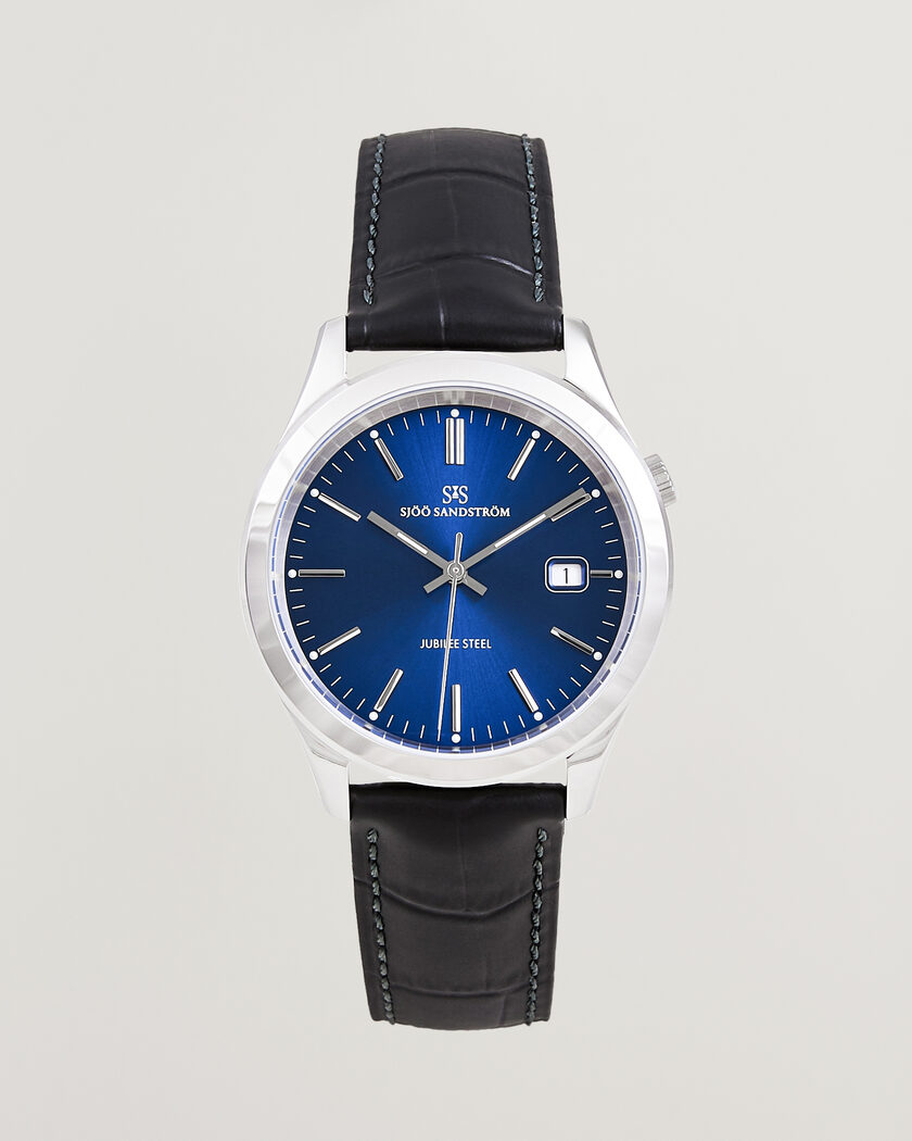 Sjöö Sandström Jubilee Steel Quartz 40mm Black Calf Blue Dial – Azul