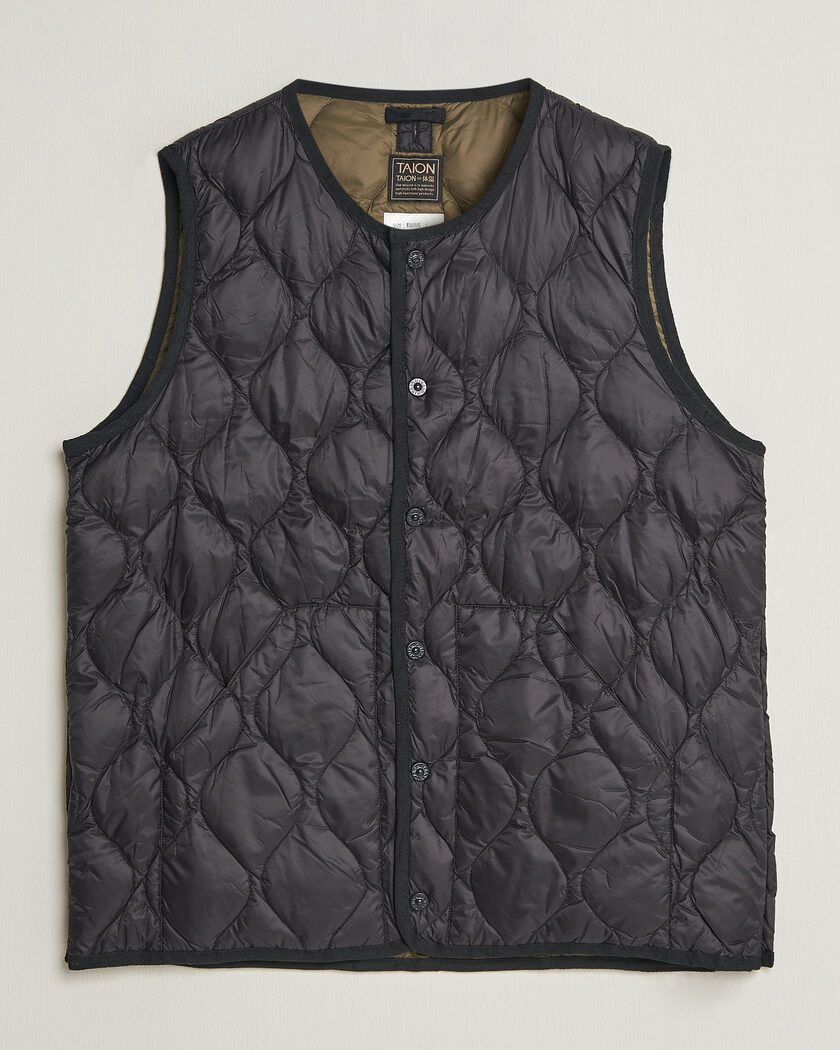  TAION Military Crew Neck Down Vest Black – Negro