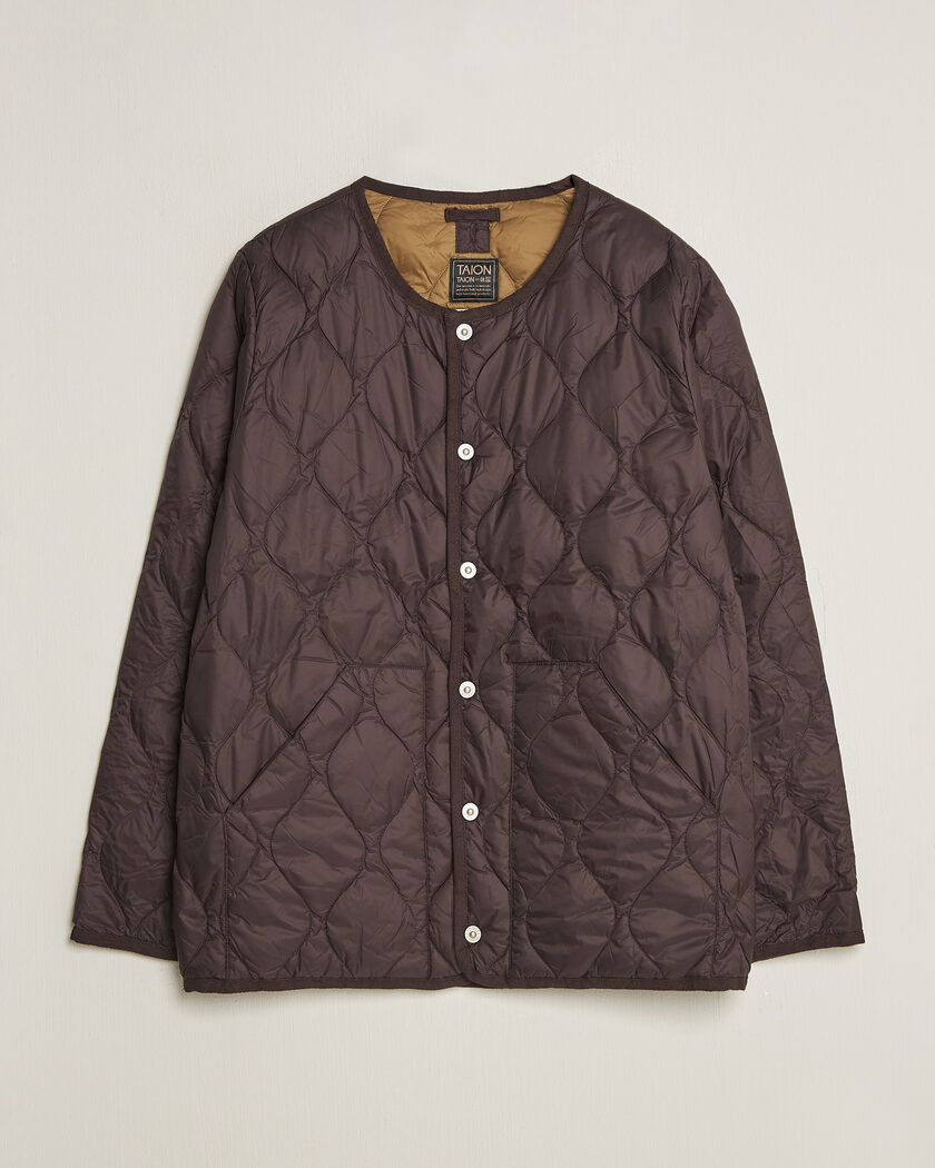 TAION Military Crew Neck Down Jacket Dark Choco – Marrón