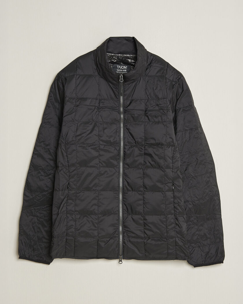 TAION High Neck Full Zip Lightweight Down Jacket Black – Negro