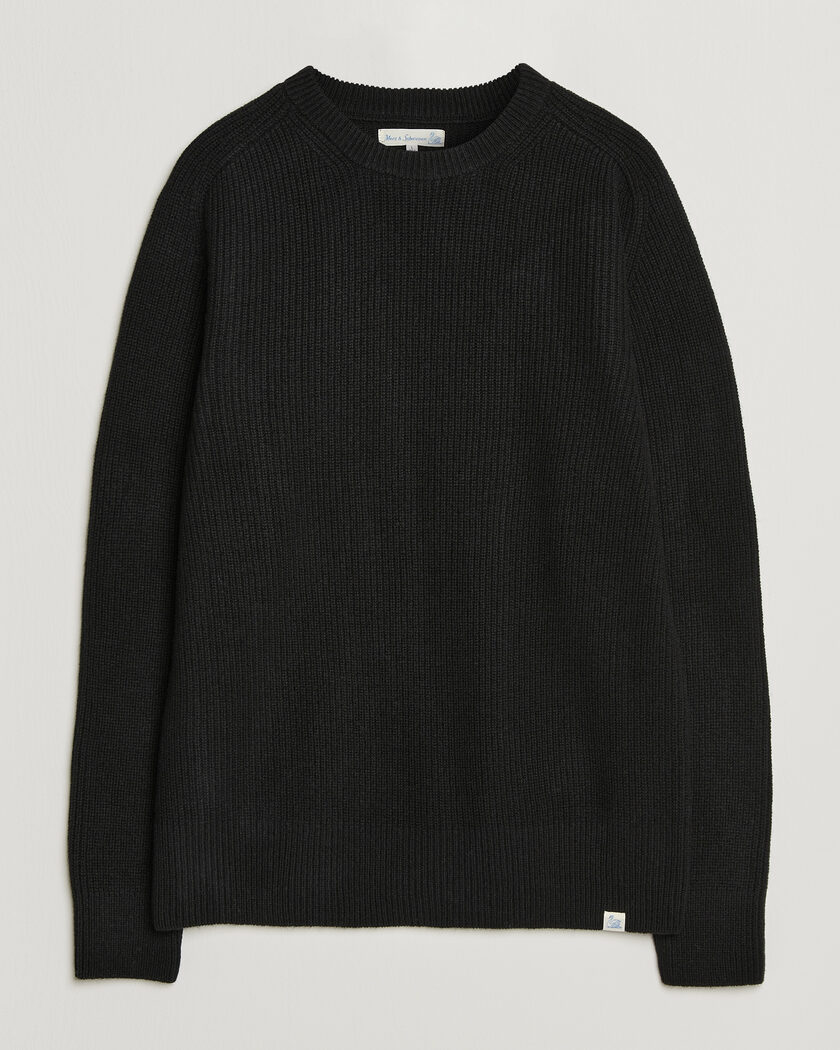 Merz b. Schwanen Merino/Cashmere Knitted Sweater Deep Black – Negro