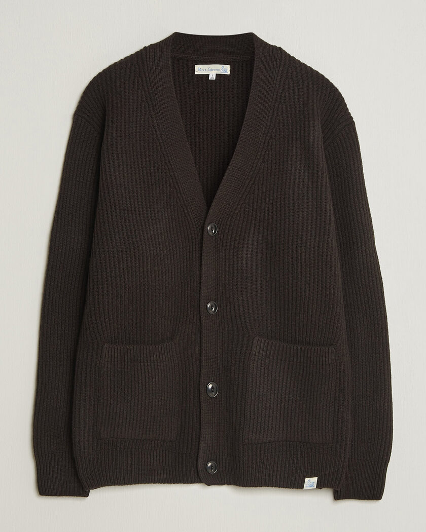 Merz b. Schwanen Merino/Cashmere Knitted Cardigan Espresso – Marrón