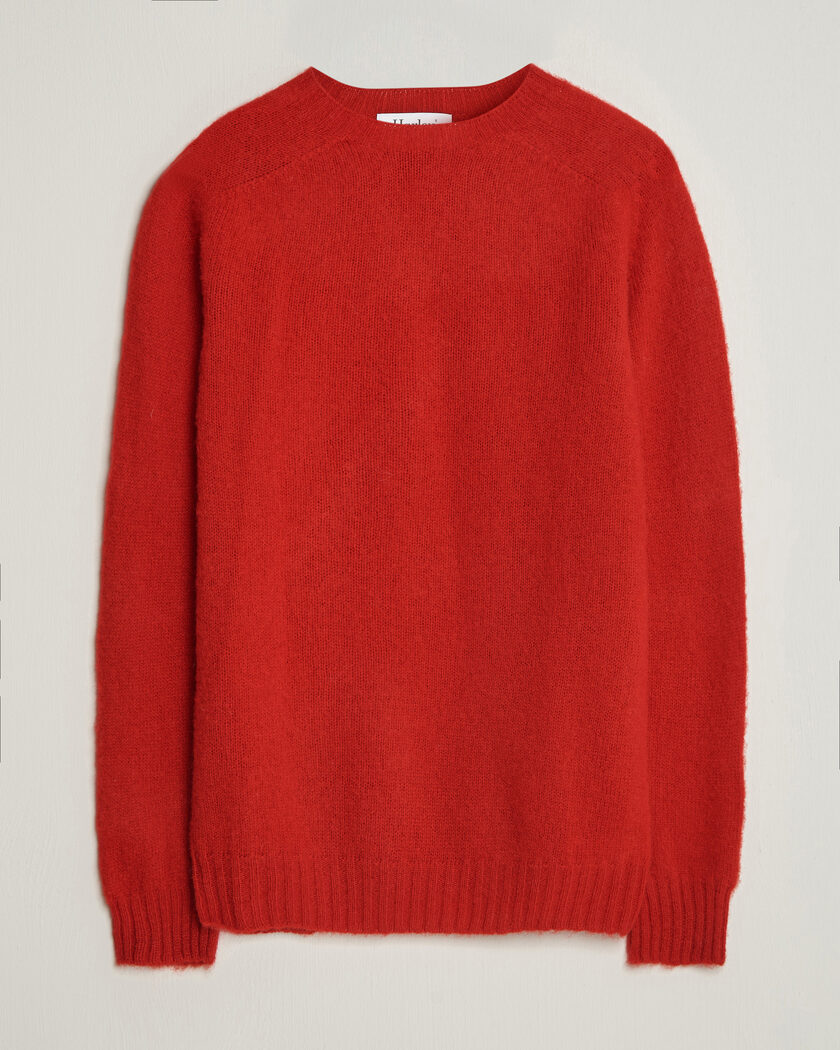 Harley Of Scotland Brushed Supersoft Lambswool Crewneck Cardinal – Rojo