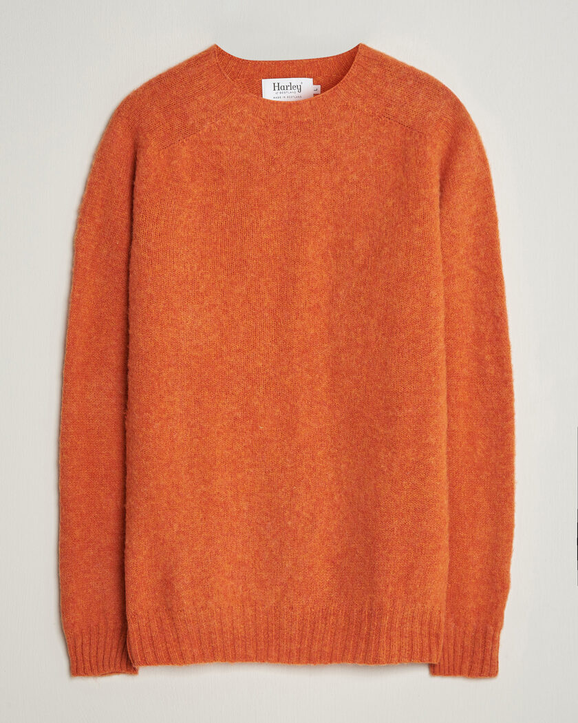 Harley Of Scotland Brushed Supersoft Lambswool Crewneck Satsuma – Naranja