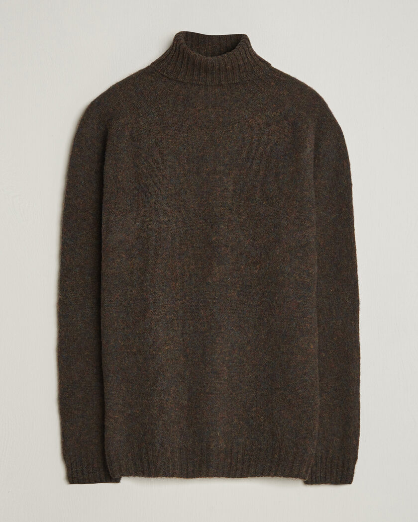 Harley Of Scotland Brushed Supersoft Lambswool Rollneck Carob – Marrón