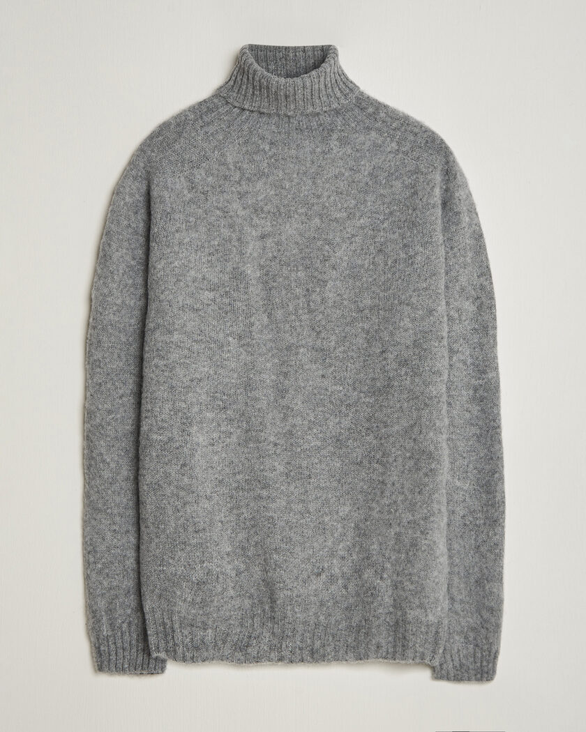 Harley Of Scotland Brushed Supersoft Lambswool Rollneck Mid Grey – Gris