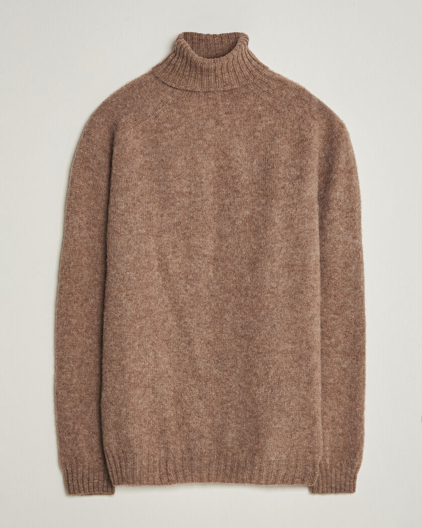 Harley Of Scotland Brushed Supersoft Lambswool Rollneck Tundra – Marrón