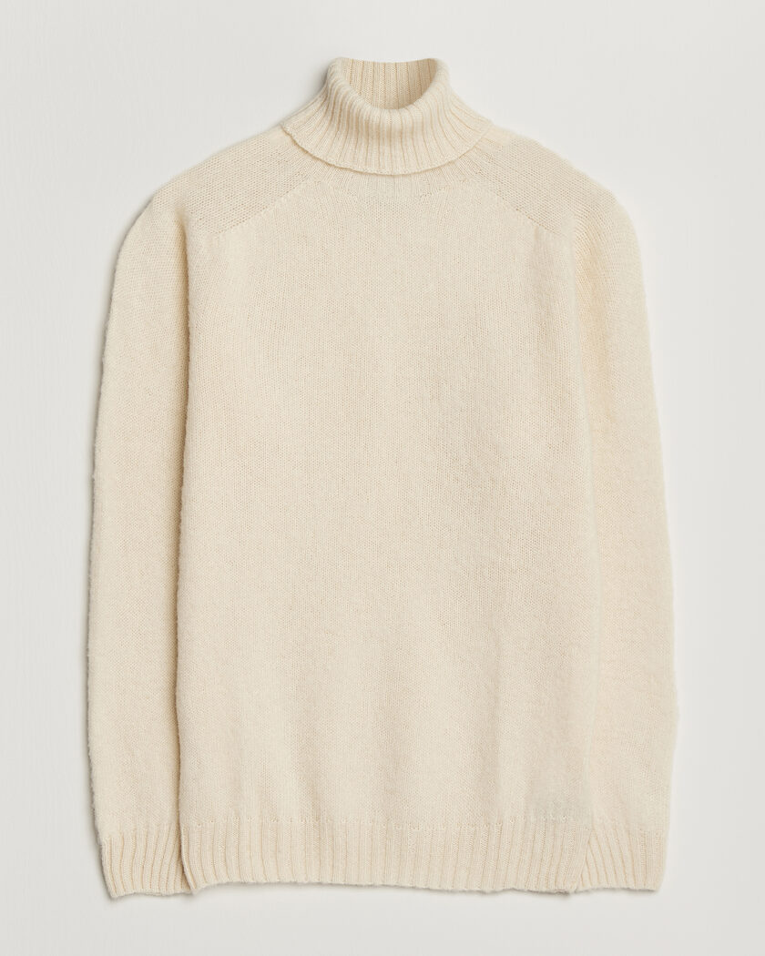 Harley Of Scotland Brushed Supersoft Lambswool Rollneck Vanilla – Blanco