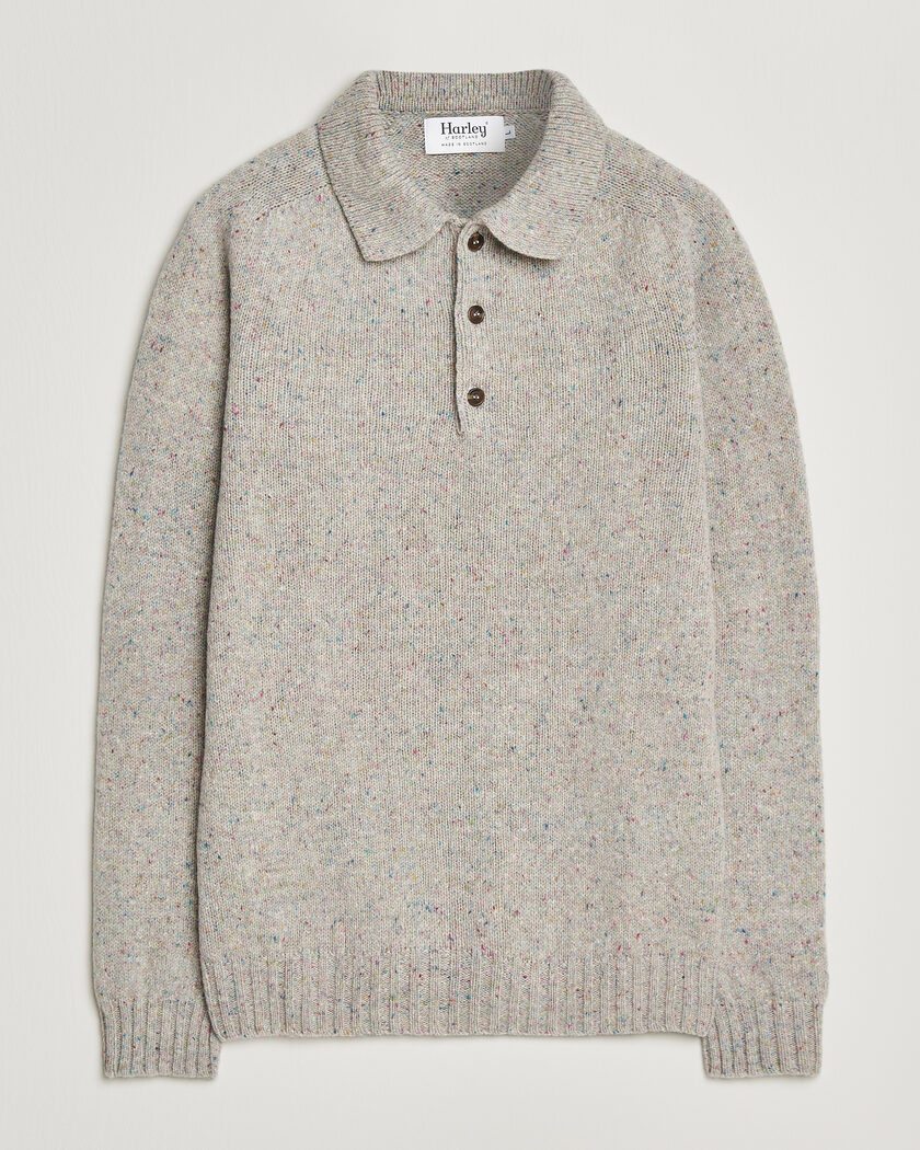 Harley Of Scotland Donegal Wool Polo Machair – Gris