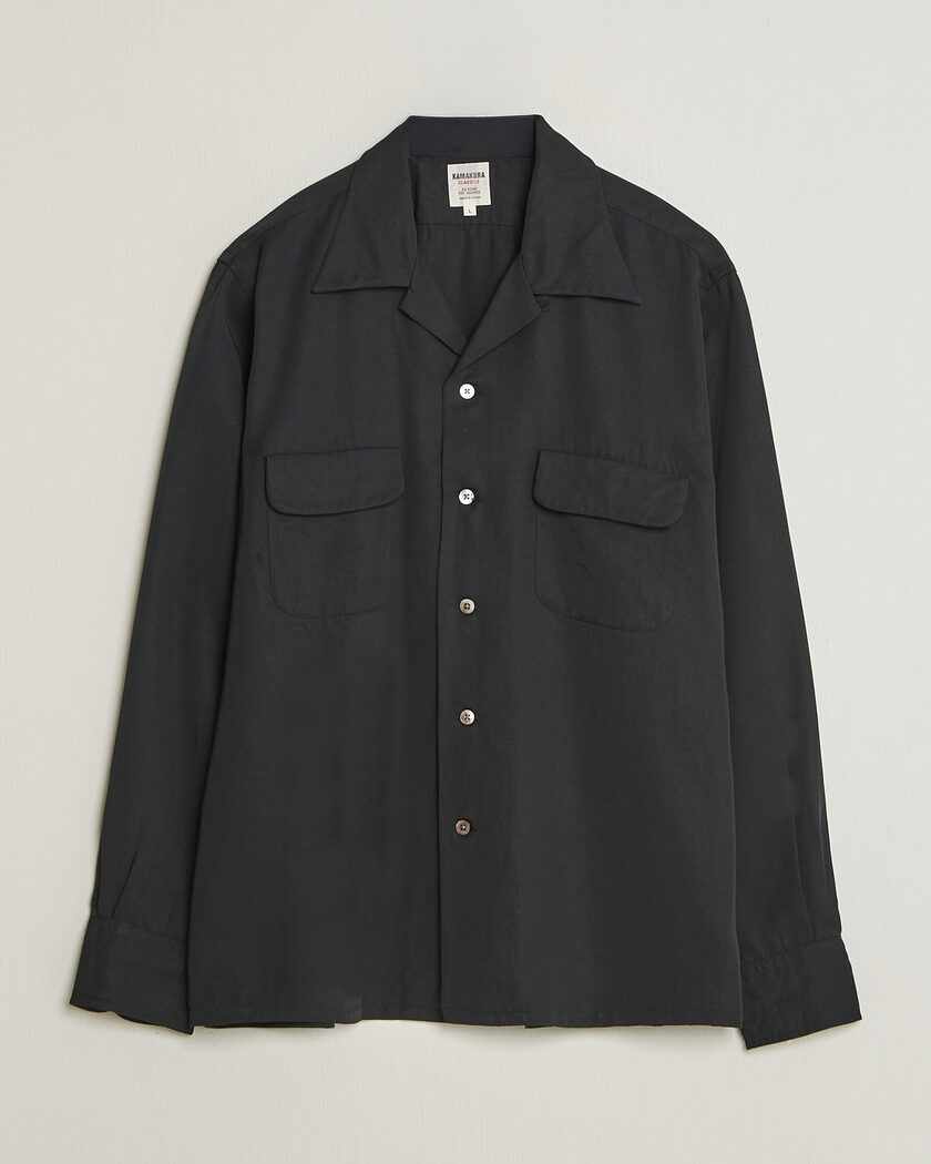 Kamakura Shirts Vintage Open Collar Shirt Black – Negro