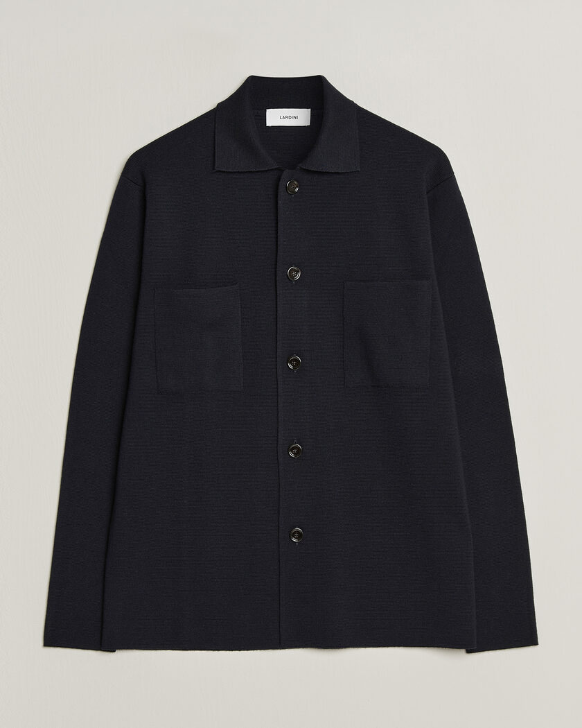 Lardini Knitted Pocket Overshirt Navy – Azul