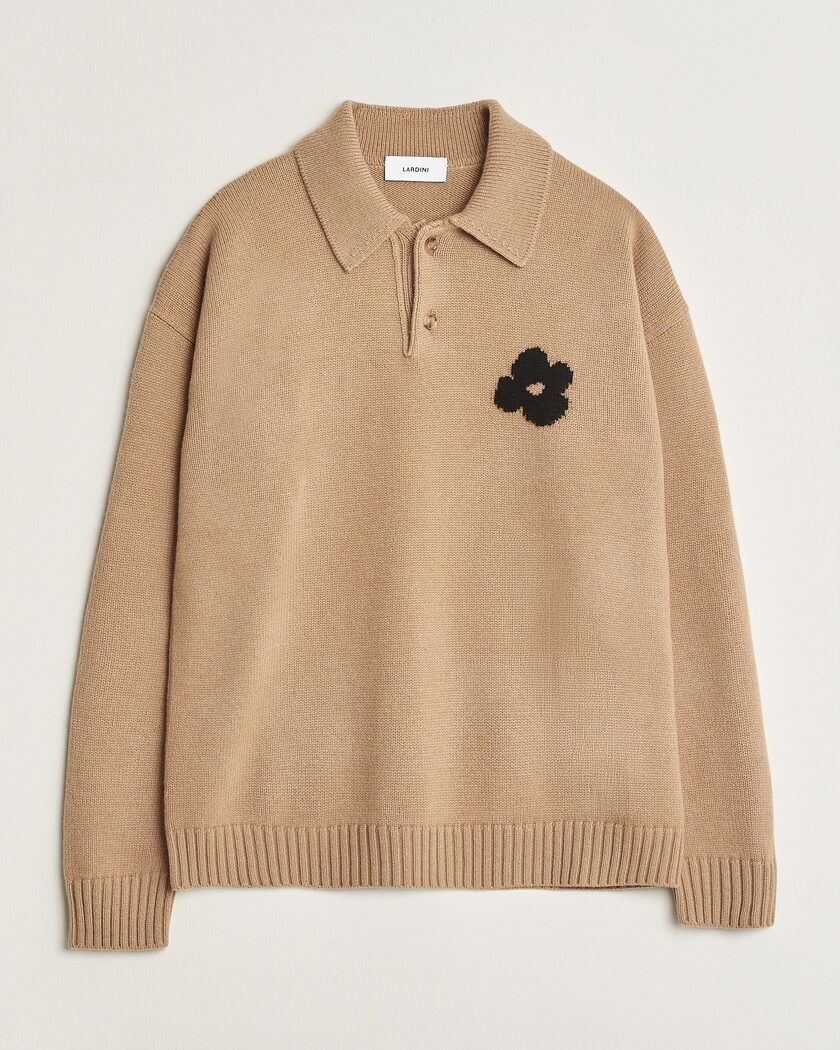 Lardini Knitted Wool/Cashmere Polo Brown – Marrón
