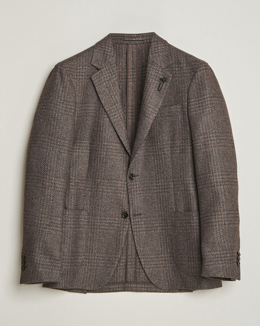 Lardini Wool Structure Checked Blazer Brown – Marrón
