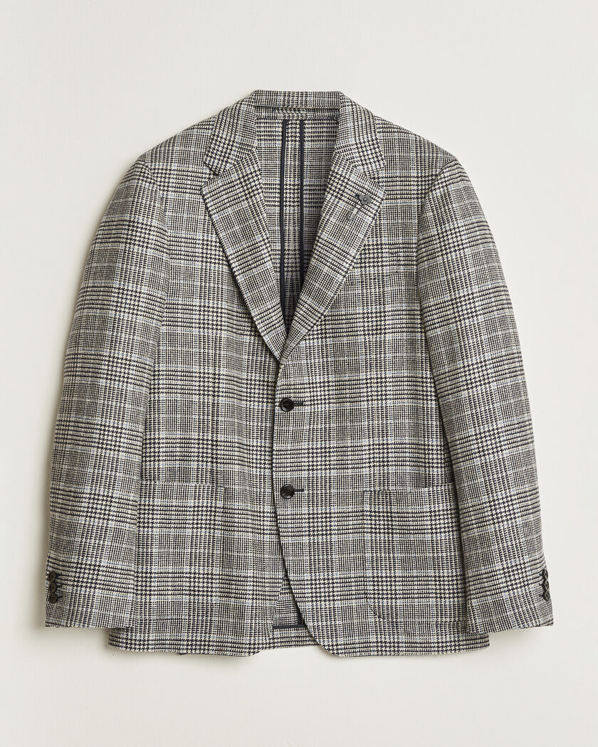Lardini Wool/Cashmere Houndstooth Blazer Blue – Azul