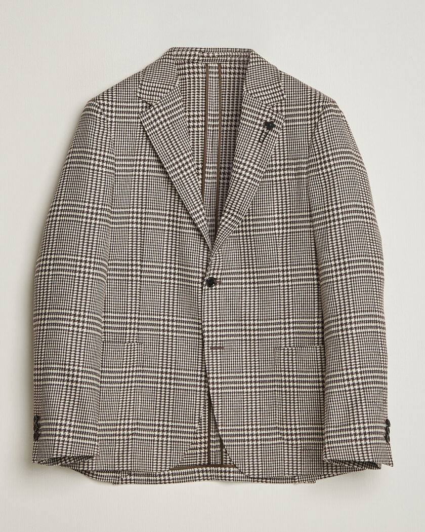  Lardini Wool/Cashmere Checked Blazer Brown – Marrón