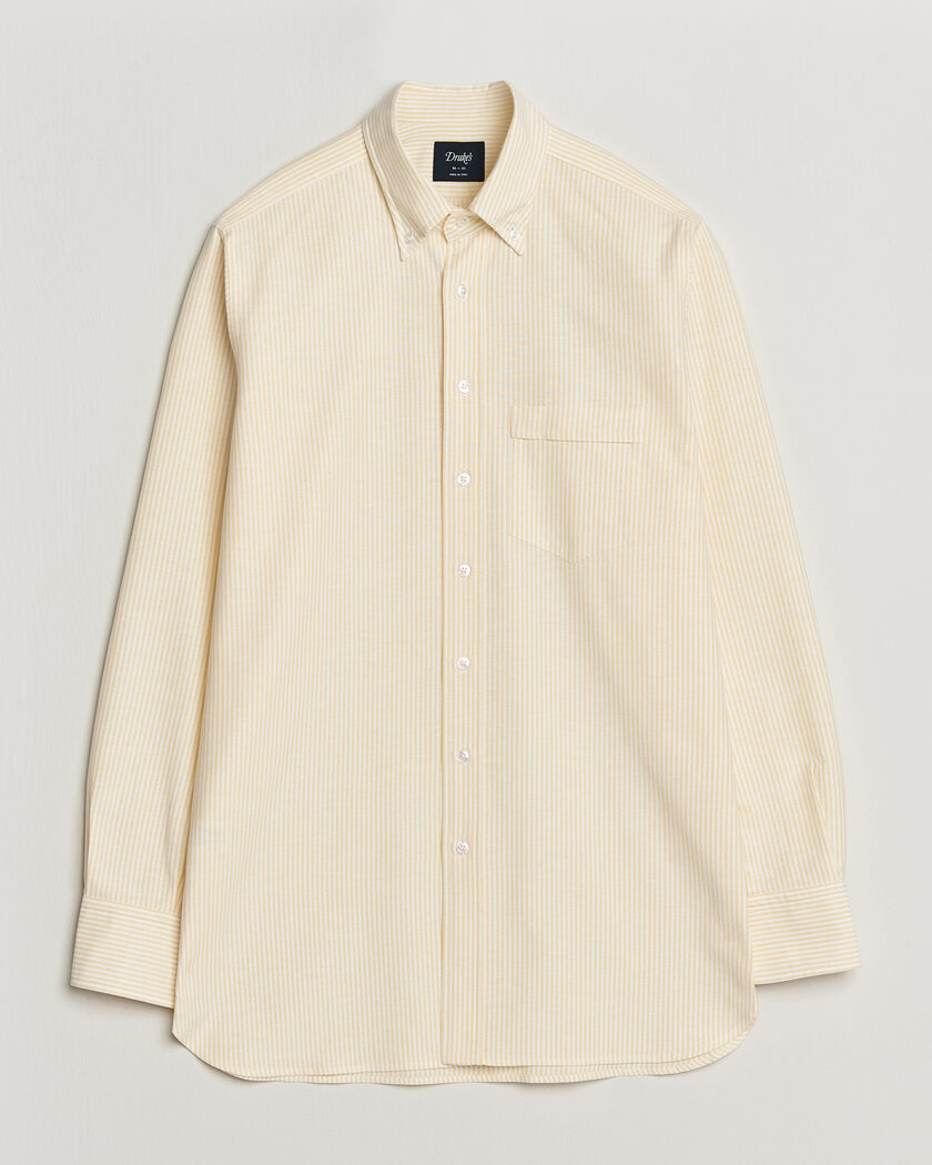 Drake's Striped Button Down Oxford Shirt Yellow – Amarillo