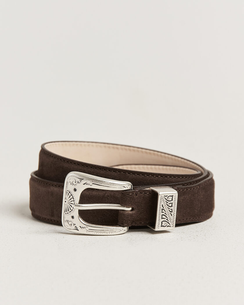 Drake's Suede Western Belt Dark Brown – Marrón